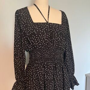Stellah Black + White Polk Dot Dress